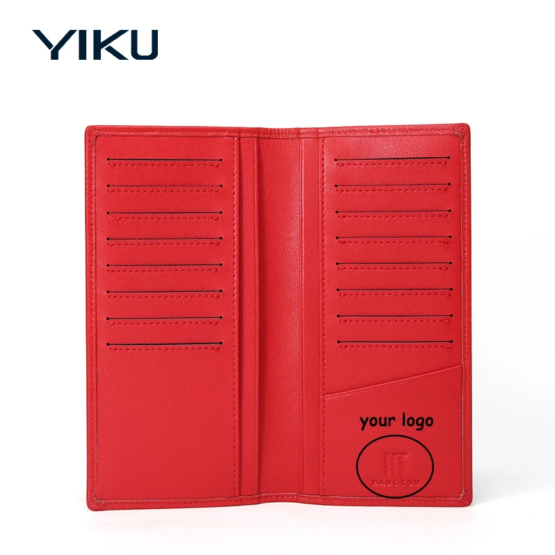 Custom leather Men Women Wallets Purses Fashion  Zipper  Money Coin Holder Female Long Purse Polyester Red RFID