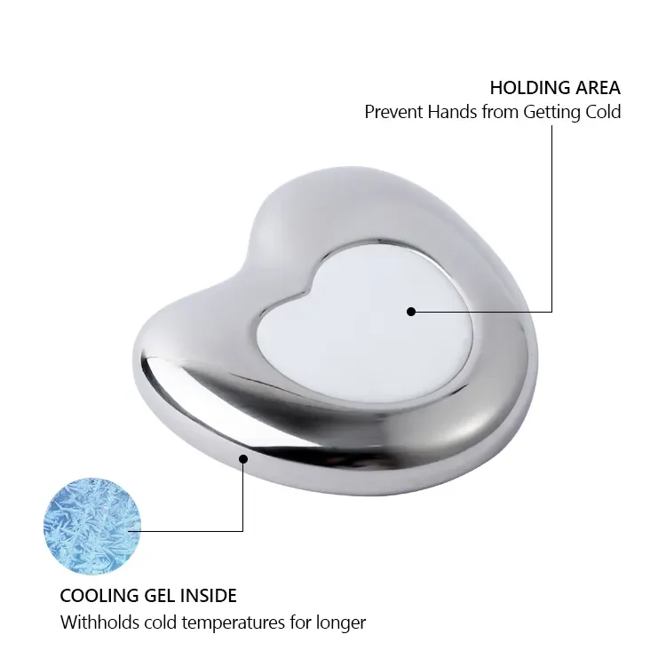 Custom Logo Skin Care Face Tool Stainless Steel Gua Sha Cryo Massager Ice Roller Metal Ice Globes Heart Shape