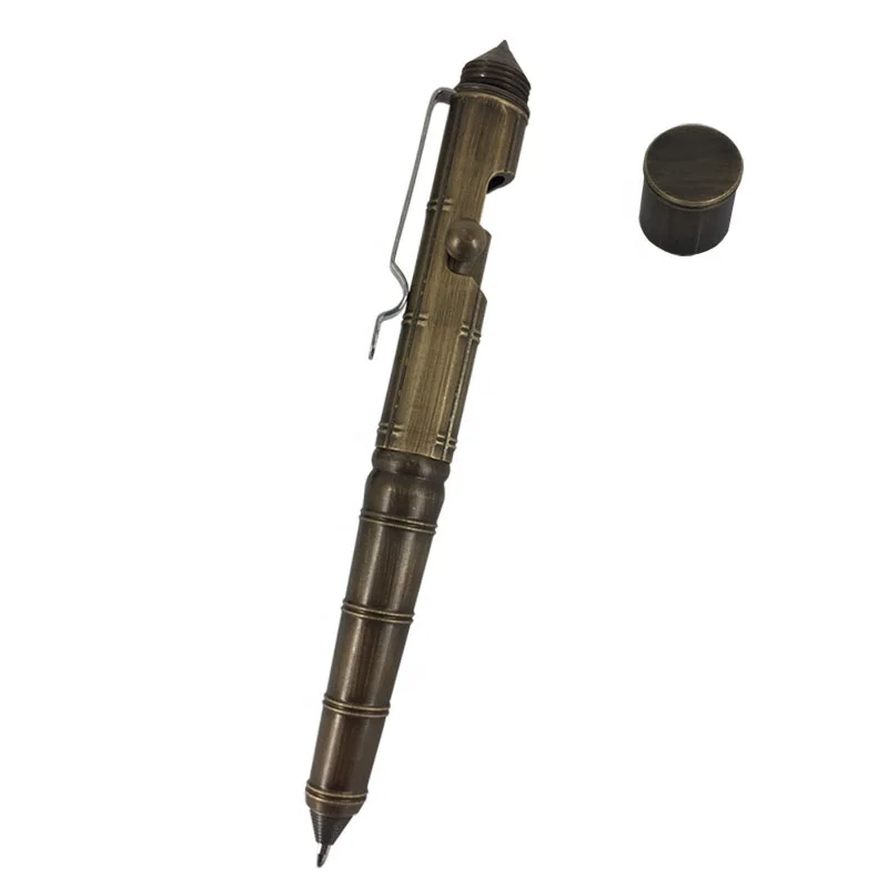 ACMECN 81 г твердая латунная тактическая ручка бамбуковый узор Ретро многофункциональная шариковая ручка экстренная самооборона кемпинг инструмент ручка