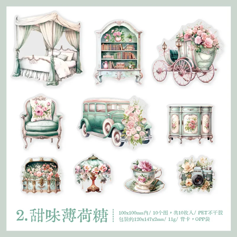20 pieces/Pack PET sticker pack, Victoria Court Dramas series furniture, DIY decorative stickers 6 styles