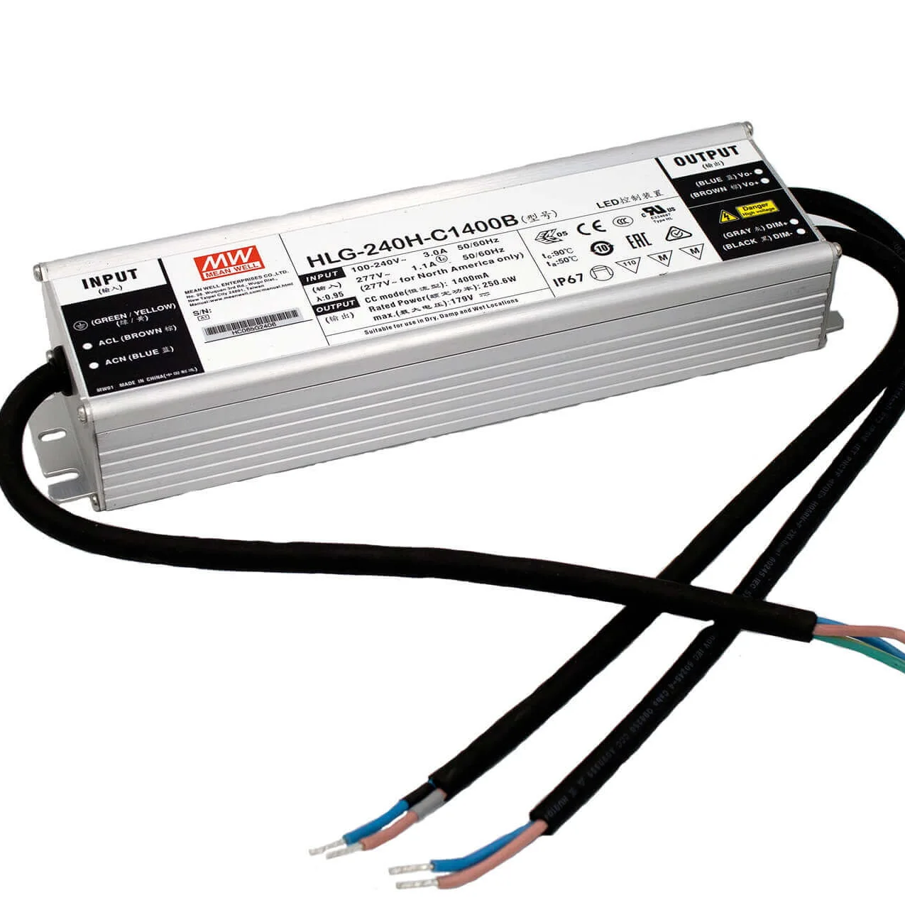 Бренд Mean Well представляет HLG-240H-C 320H HLG-480H 600H Постоянный режим энергопотребления DMX Подача питания светодиоидному драйверу для
