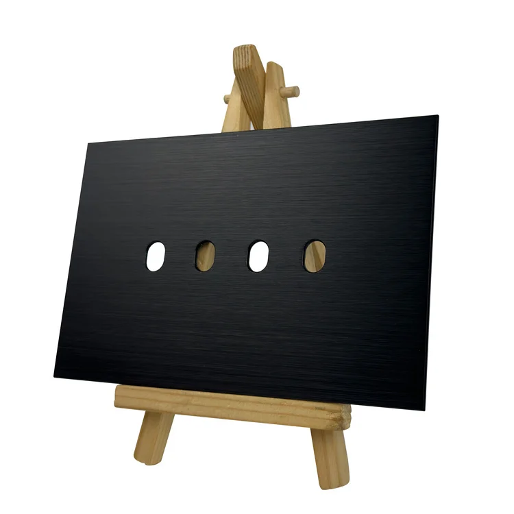 Customized Stamped Metal Plate Black Brushed Round Hole Aluminum Sheet For Switch Panel