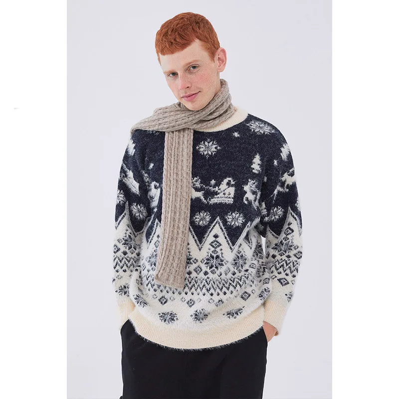 Wholesale Unisex knitted Ugly Christmas Pullover Sweater Jumpers Custom Acrylic Women Couple Family Merry Christmas Ugly Sweater