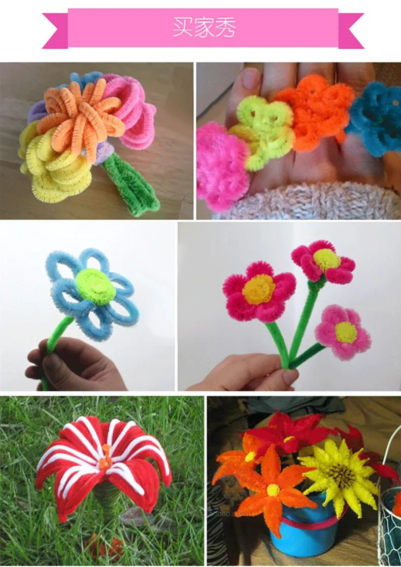 Wholesale Soft Creative Handmade Polyester Fuzzy Stick Pipe Cleaner Craft Kit DIY Art Craft Toys