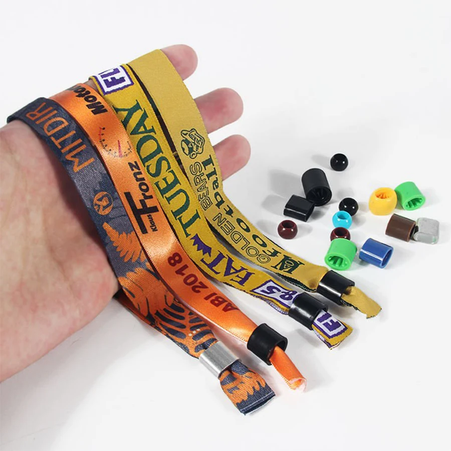 Custom Sublimation bracelet with Logo Print Promotional Sports Wrist Bands Polyester Fabric woven festival wristband For Event