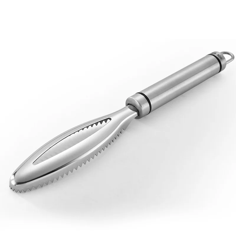 Kingwise Kitchen Gadgets Fish Scales Scraper Skin Remover Scaler Knife Clam Opener Stainless Steel 304 Fish Cleaning Scarper