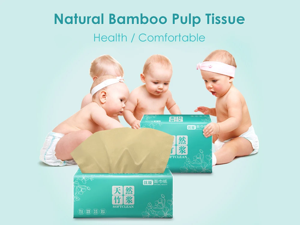 
4 ply soft bamboo pulp cleaning facial tissue paper 