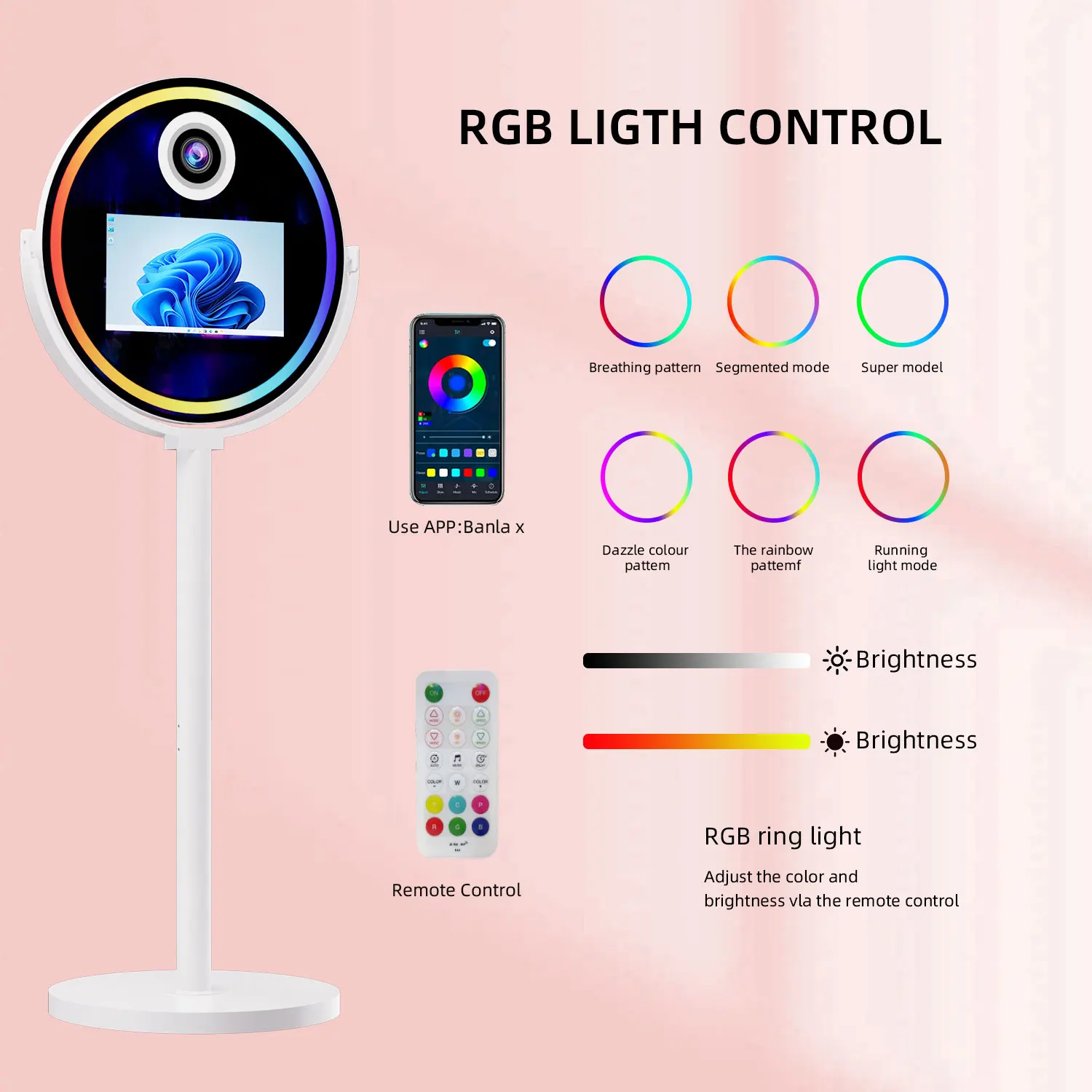 Candid Circle Magic Mirror Photo Booth 15.6 Inch Touch Screen With Selfie Photo Booth For Beauty Shop