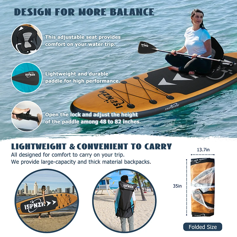 Huaning Paddleboard Manufacturer Wood Grain Sup Inflatable Surfboard Stand Up Paddle Board