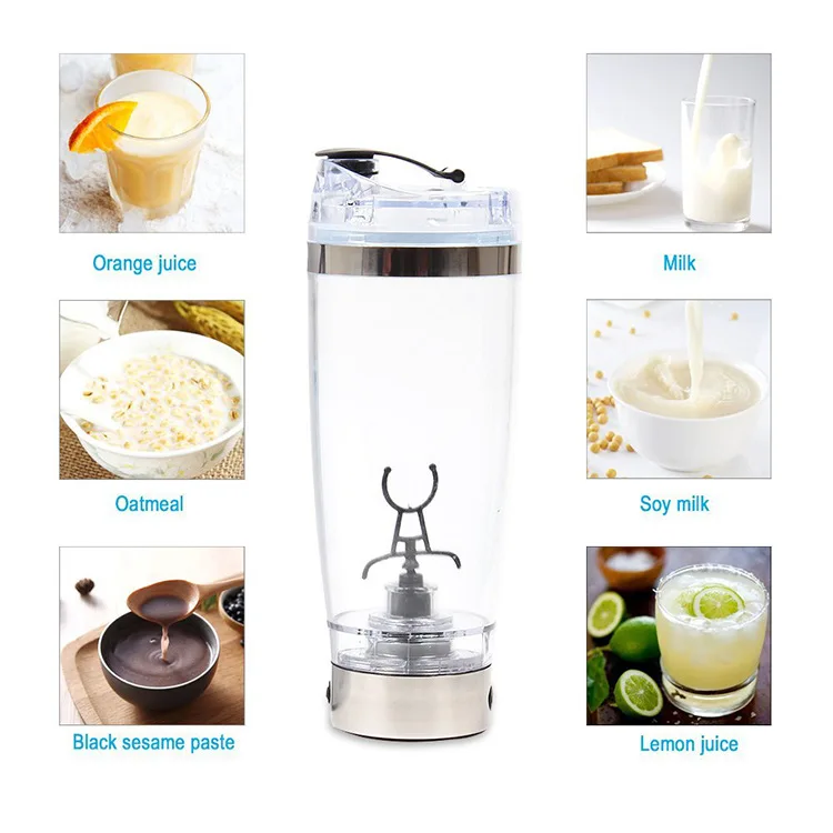 450ml Sports Shaker Cup USB Battery Powered Portable Outdoor Sports Protein Powder Electric Shaker Cup