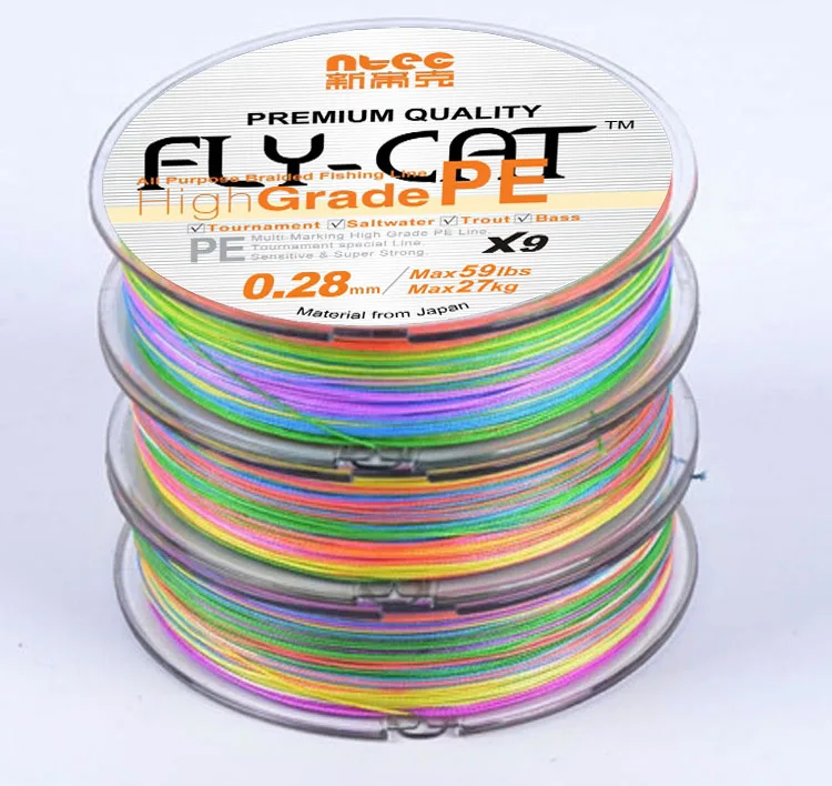 Colorful X9 PE Braided Fishing Line Multifilament Fiber For Fishing 300m 500m 1000m