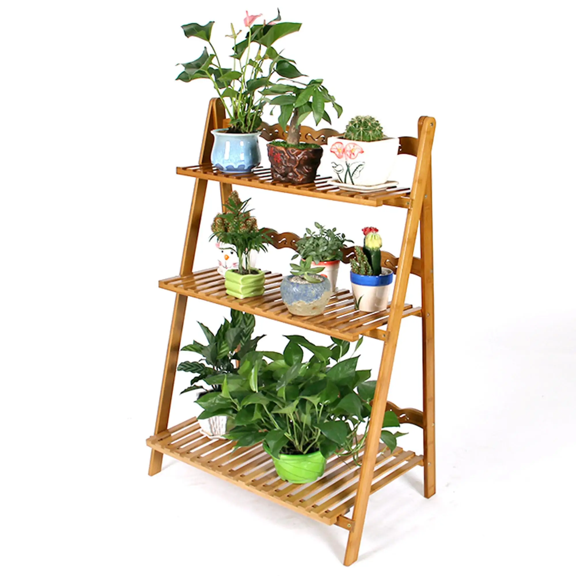 Многофункциональные бамбуковые Цветочные бамбуковые полки для горшков оптом