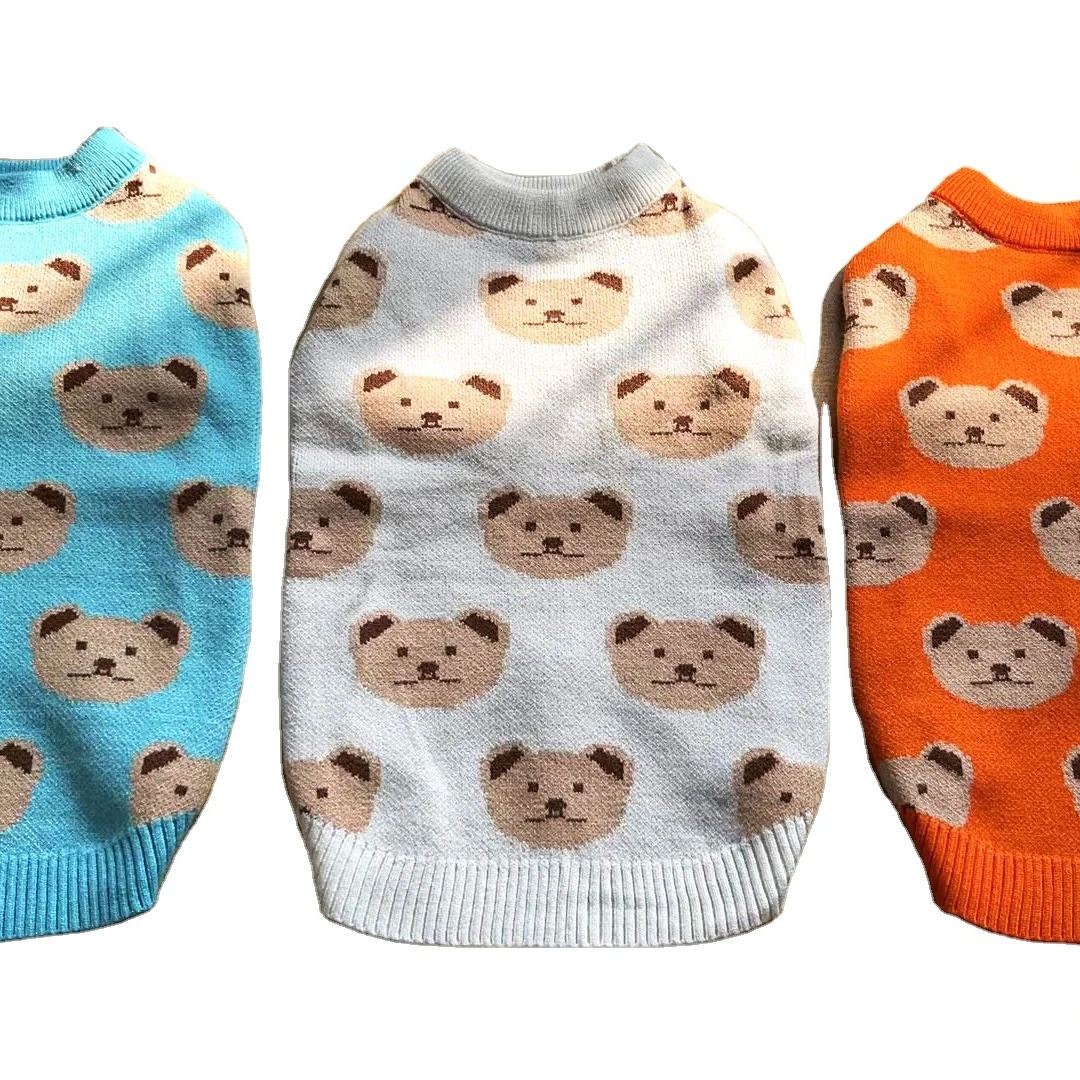 Ins Fashion Luxury Designer Pet Dog Cotton Sweater Dark Brown Color Cotton Pullover By Dropshipping For Winter Autumn Season