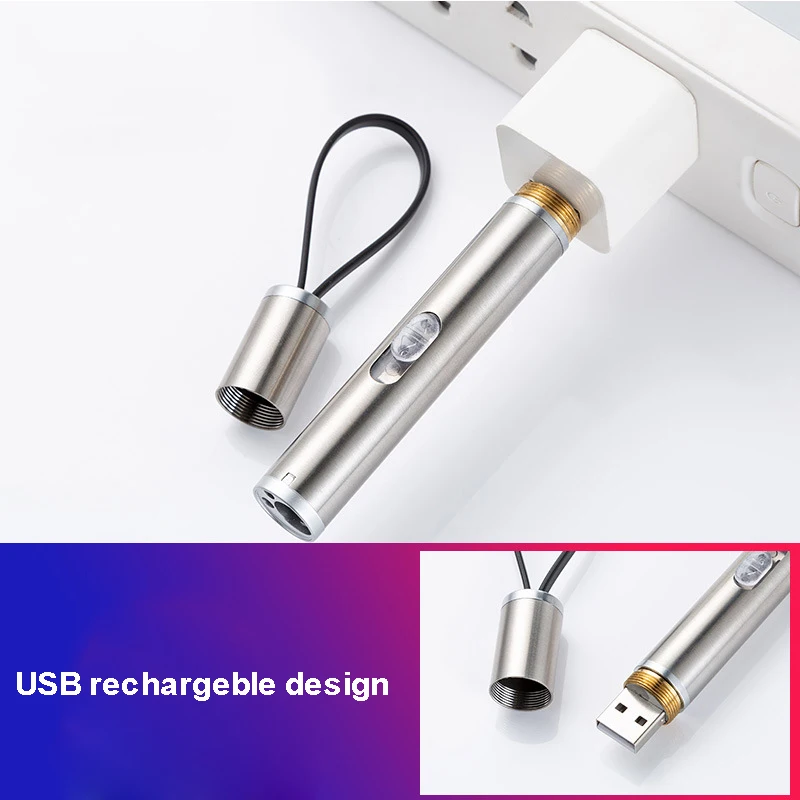 QXMOVING USB перезаряжаемые игрушки для тренировки кошек лазер 3 в 1 Gem факел 365nm Ультрафиолетовый черный свет фонарик брелок