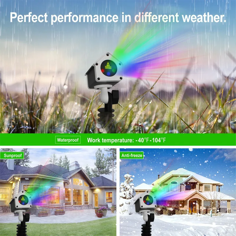 Лазерные рождественские проекторы уличные 3 вида цветов светлячки RGB световое шоу праздничные украшения