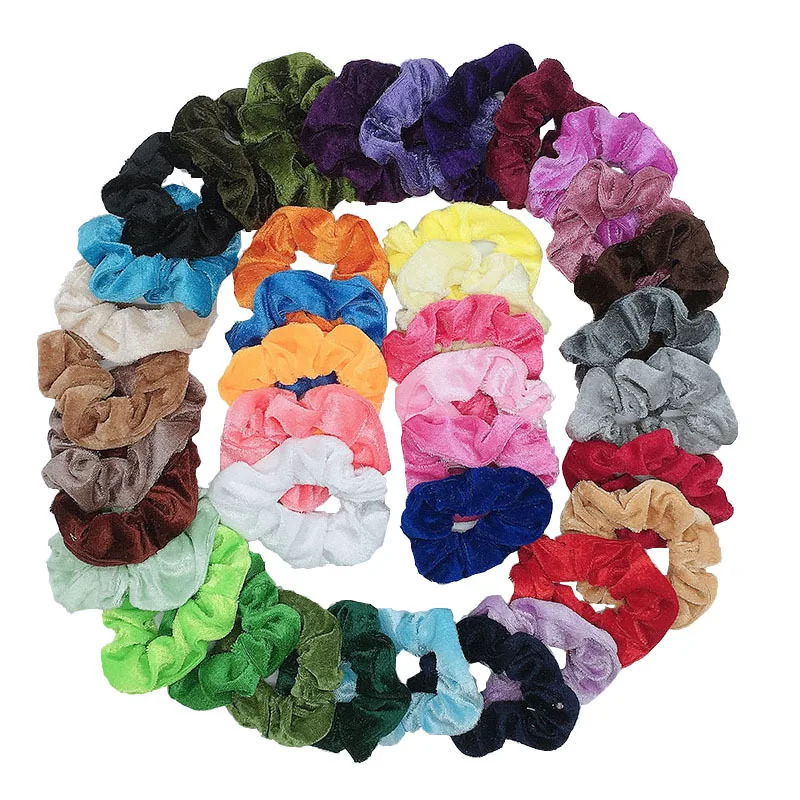 J672 Hot Wholesale Flannelette  Soft  Multicolor Private Label Velvet  Scrunchies Makeup Tools  Hair Rings Hair Bands