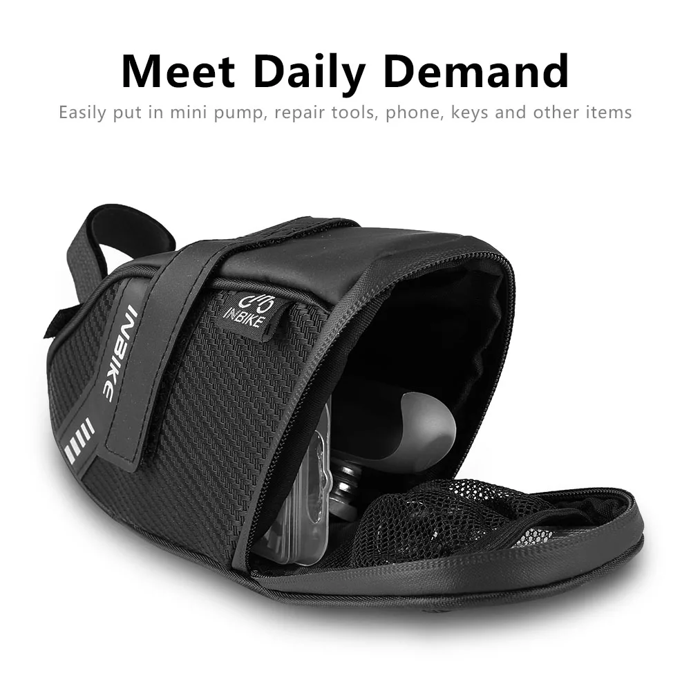 INBIKE Bicycle Waterproof Back Saddle Bike Bags Rear Light Bicycle Storage Bag Seat Tail Bag