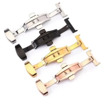 High Quality Stainless Steel Butterfly Deployment Watches Clasp Custom Logo Wristband Fold Watch Buckle With Double Buttons