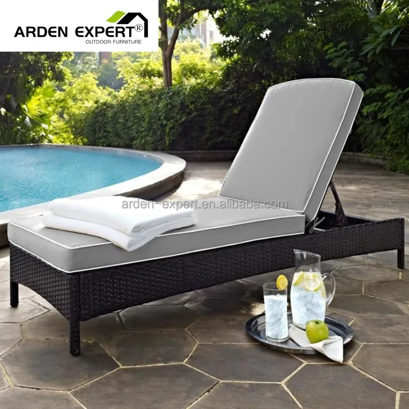 Hotel Adjustable Rattan Chaise Lounger Chair Furniture Outdoor Sun Bed