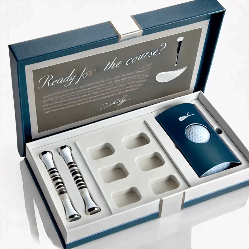 personalized oem service accept biodegradable luxury cardboard packaging box high end sport golf gift set paper box with eva