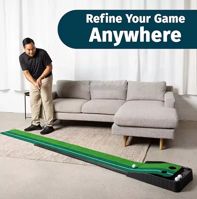 Attractive PriceCustom Indoor Golf Putting Green Portable Mat with Auto Ball Return Function Mini Golf Practice Training Aid