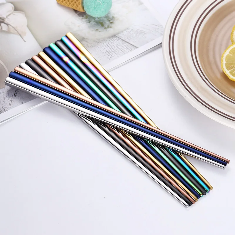 Reusable 304 stainless steel Chopsticks 6 Pairs Multicolored Dishwasher Safe Metal Chopsticks