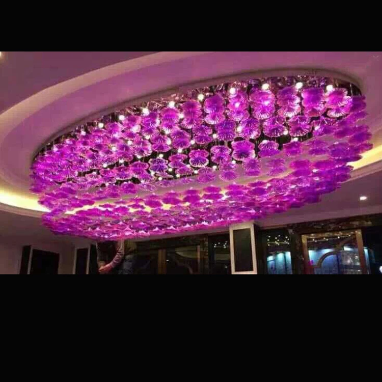Hotel Oval Ceiling Lights Transparent Crystal Chandelier Silver Plated