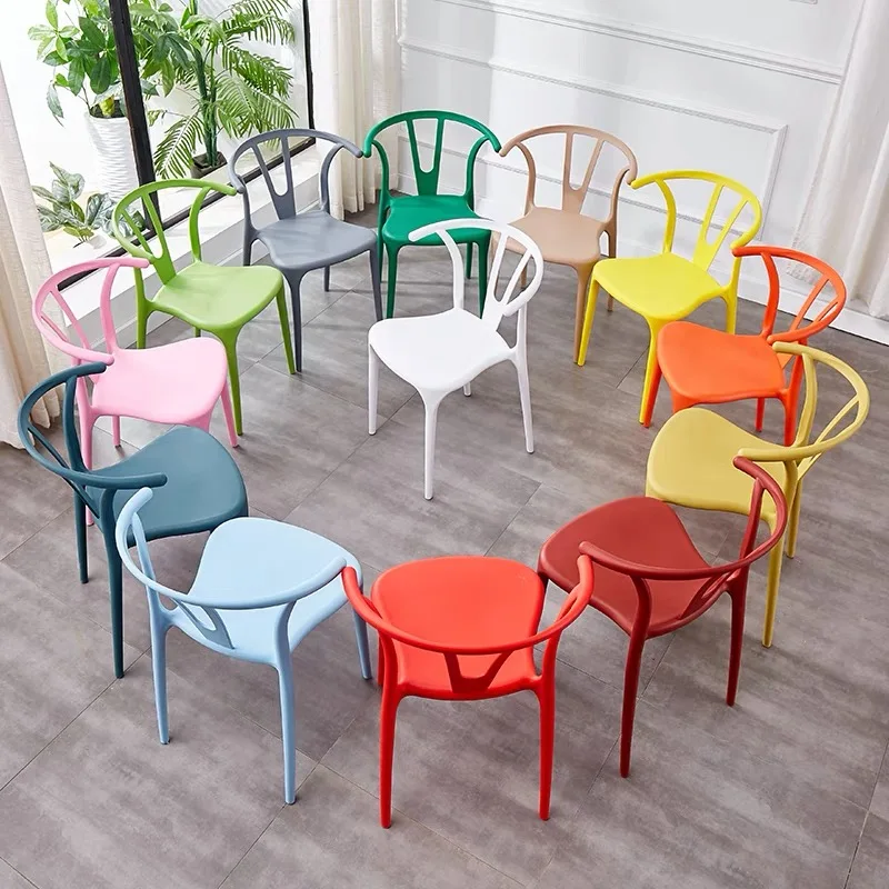 Cheap Outdoor Home Furniture White Modern Design Leisure Stacking Dining Plastic Fabric Chairs Cafe Chairs