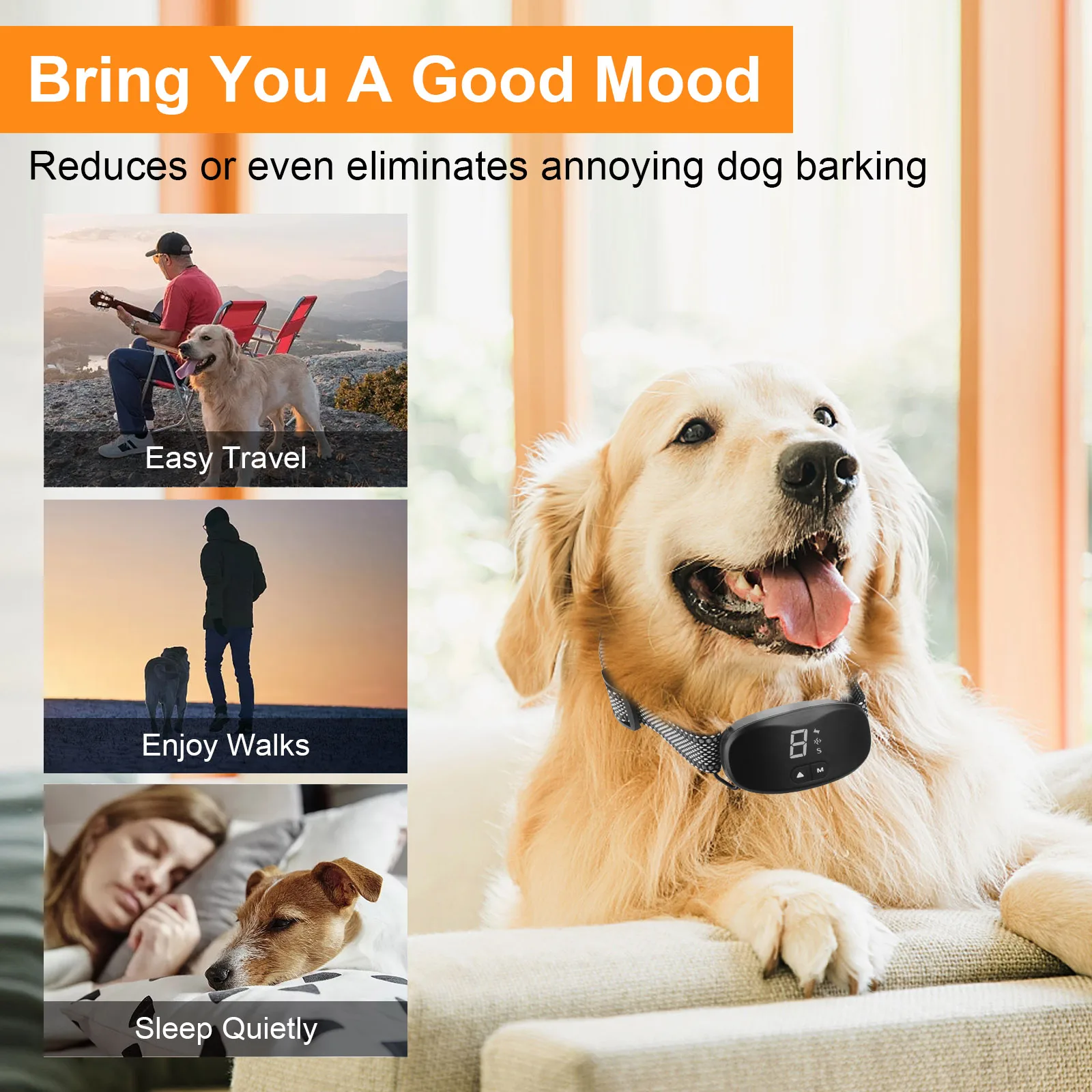 Anti Bark Dog Collar No Barking Auto Training Collar For Dogs Electric Shock Vibration Beep Rechargeable Pet Dog Accessories