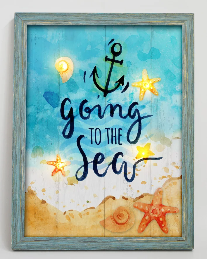 Wholesale Led Canvas Painting Wall Decor Lighthouse Seascape Design with Wood Frame for Home Oil Standard BES UV Printing Ready