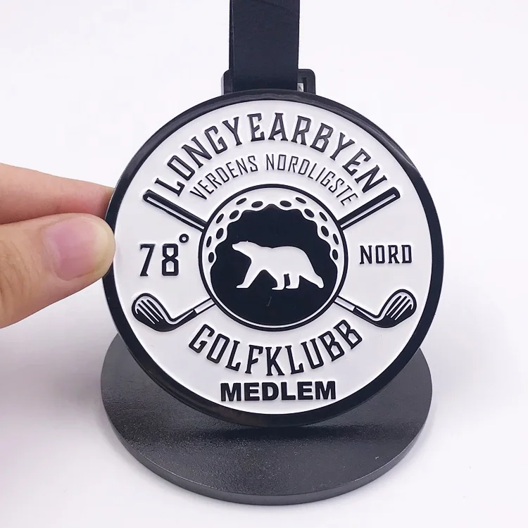 Custom luggage round metal brand leather buckle black golf tag bag name tags