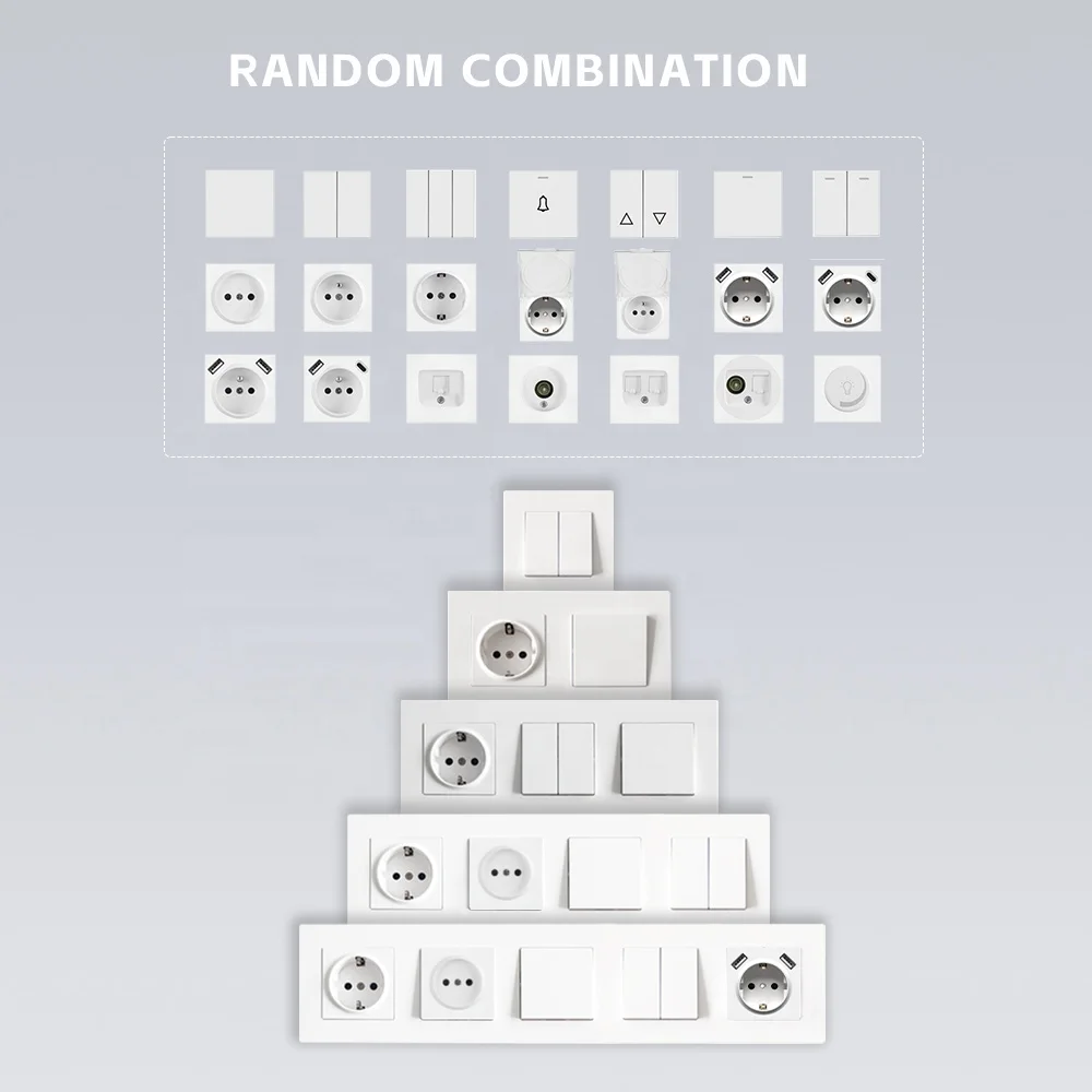 Russia Type European Standard White Black Gold Grey Color Flame Retardant PC Wall Plate 16A Single Wall Socket For Residential