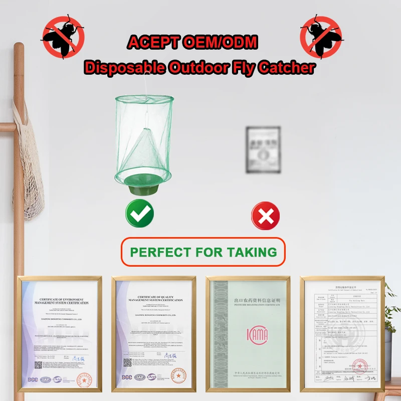 LNDF Hot Sale Hanging House Fruit Fly Trap Flies Net with Lure bowl Plastic Eco Material Disposable Green Indoor Outdoor