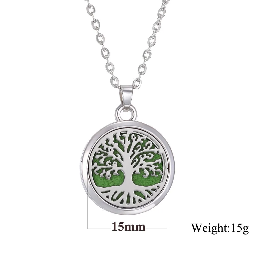 Perfume Diffuser Pendant Necklace Tree of Life Essential Oil Necklace Diffuser Oil Pendant Locket Aromatherapy Pendant Necklace
