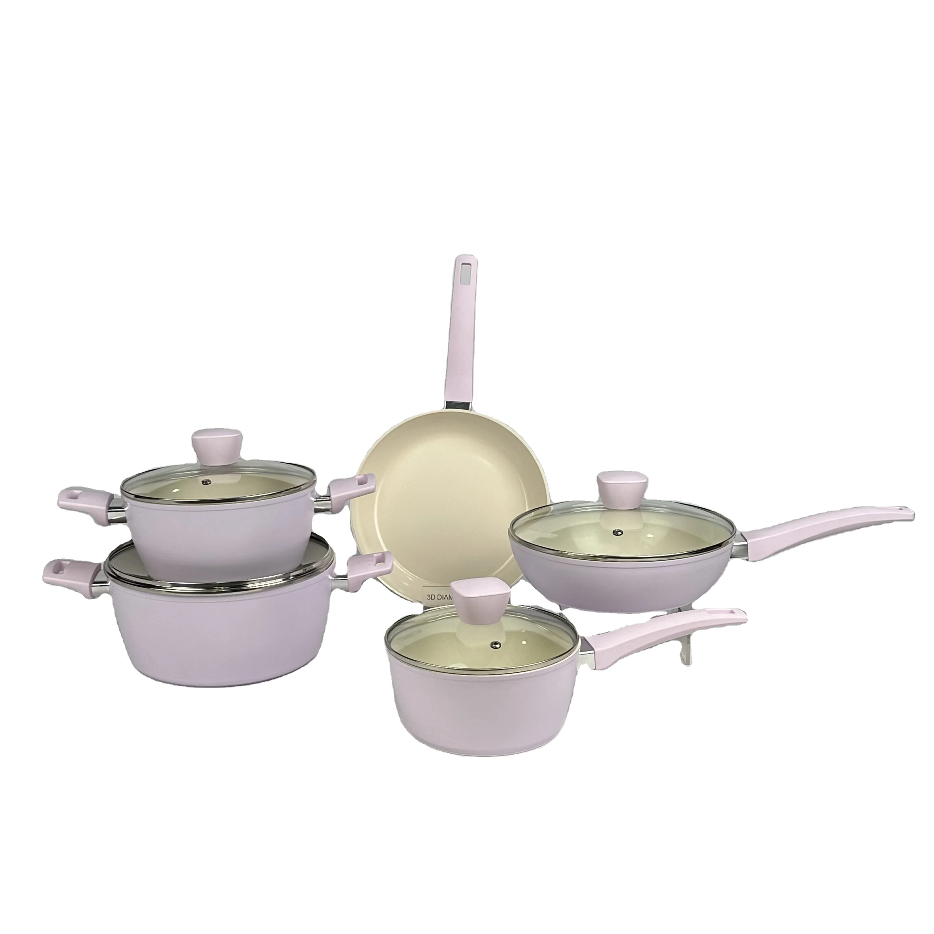 9-piece set of high-quality forged ceramic non-stick aluminum pot and anti-skid kitchen utensils