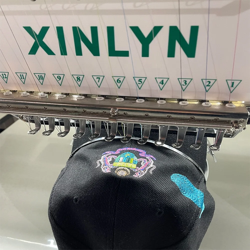 DDP XINLYN good price one head 12 needle 350*500mm high speed home mini cap garment tshirt flat auto computer embroidery Machine