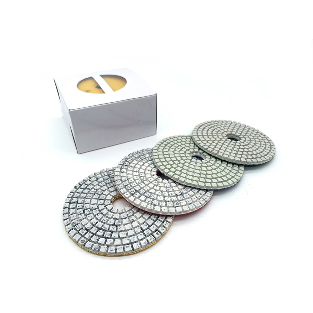 4 Inch Wet Dry Use 4 step diamond polishing pads marble granite Natural Stone Concrete Floor grinding