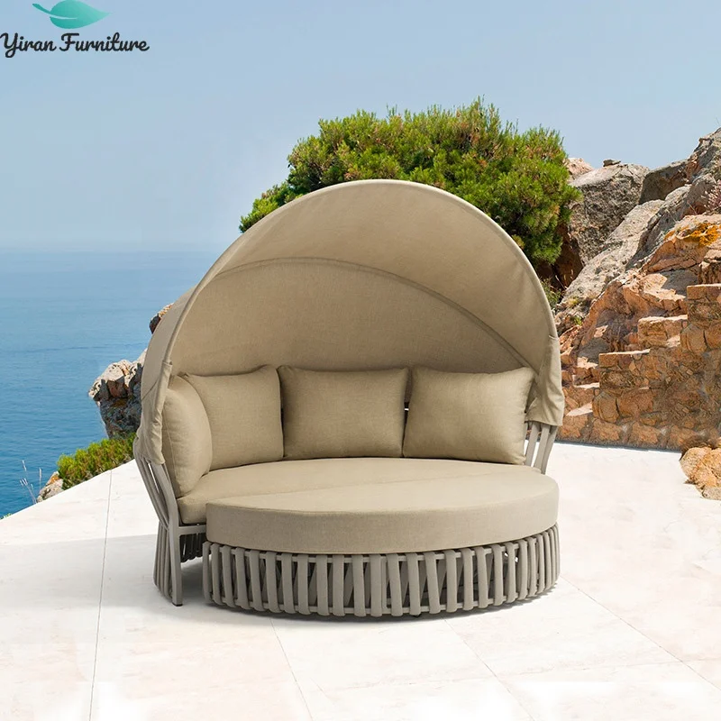 Home Resort Villa Project Outdoor Modern Chinese Leisure Polyester Belt Rope Daybed Furniture