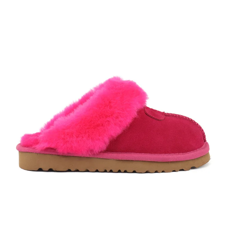 Dropshipping Winter Women Slipper For Women Sheepskin Slippers Closed Toe Fur Indoor High Quality Wool Oem Oxford Tpr