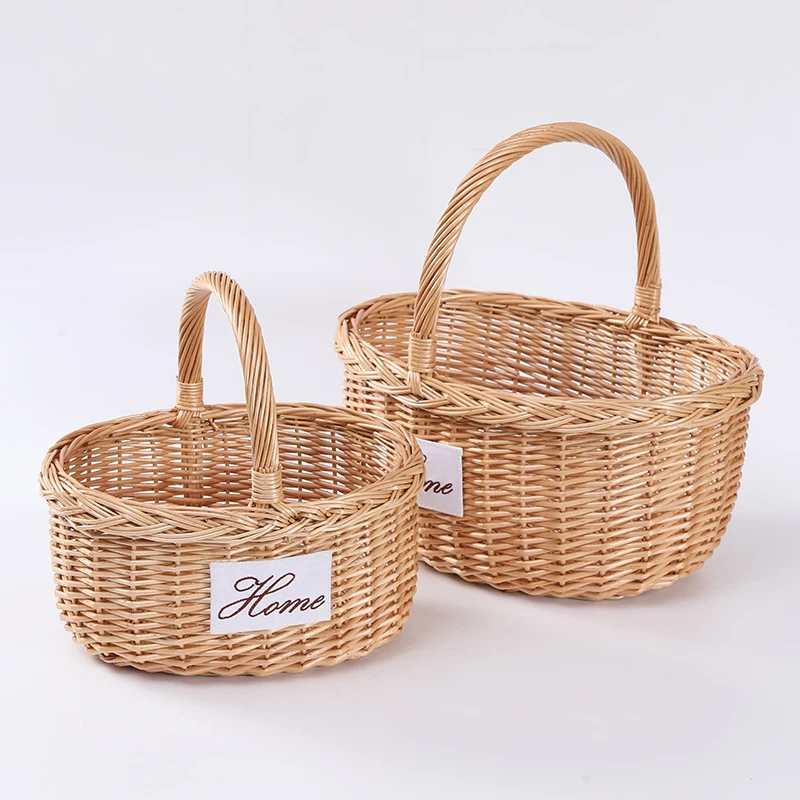 Widely Used Woven Willow Wholesale Empty Weave Handle Picnic Hamper Basket With Lid Gift Food Storage Basket