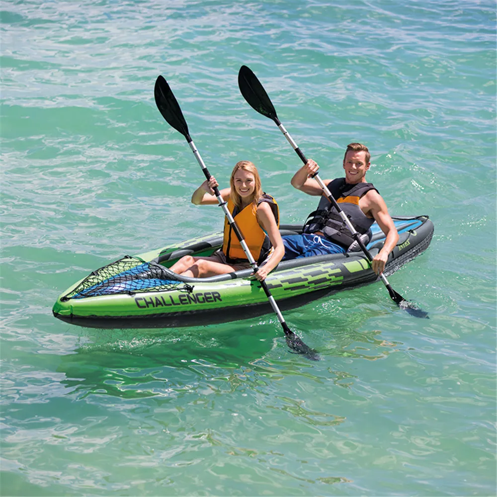 Intex 68306 Hot selling Two person Outdoor PVC Challenger K2 Ocean River Canoe Inflatable Kayak