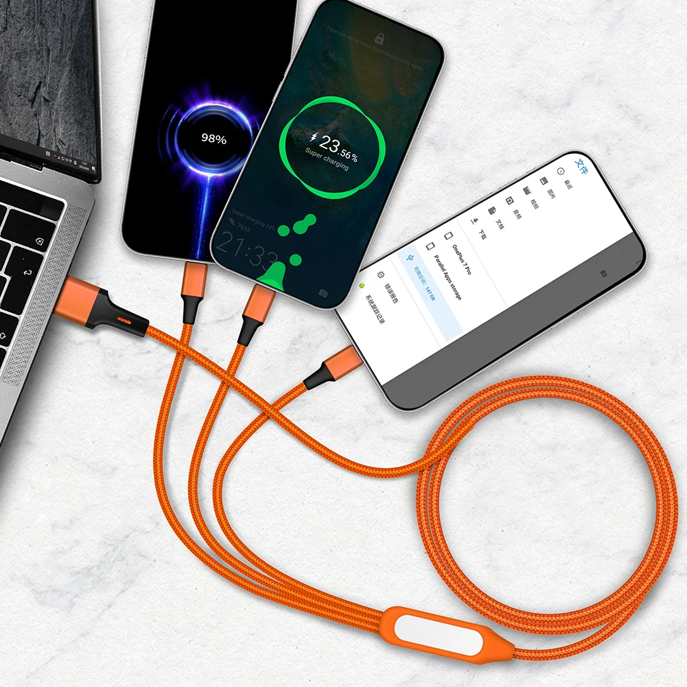 Factory New Branded 6 in 1 Multi Charging Cable Phone USB Charging Cable with LED light lamp for Promotional Gift items