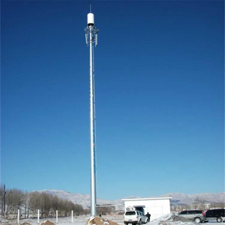 China supplier 30m 40m 50m 60m  galvanized pipe 5G cell phone bts steel gsm telecom antenna pole tower