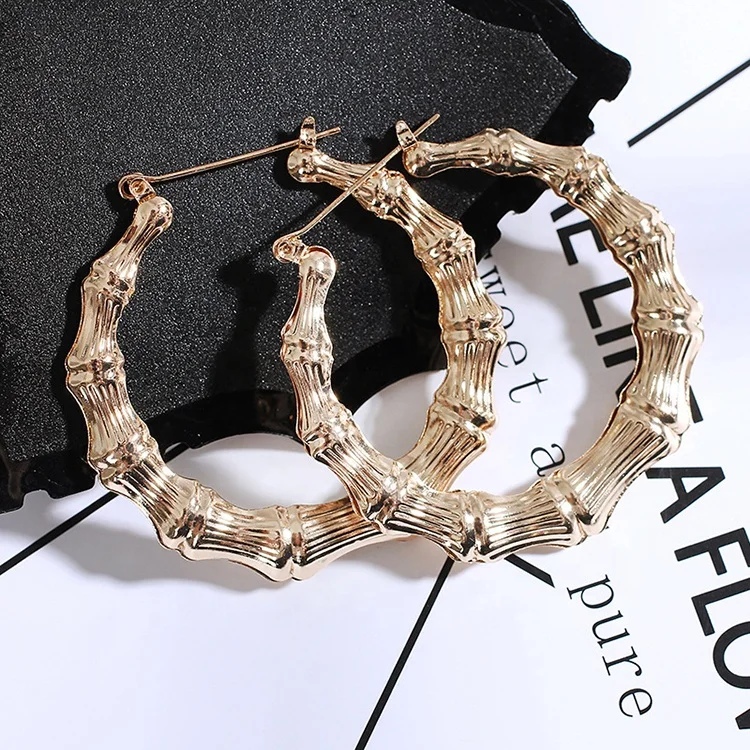 Bohemia gold plated Bamboo Hoop Earrings