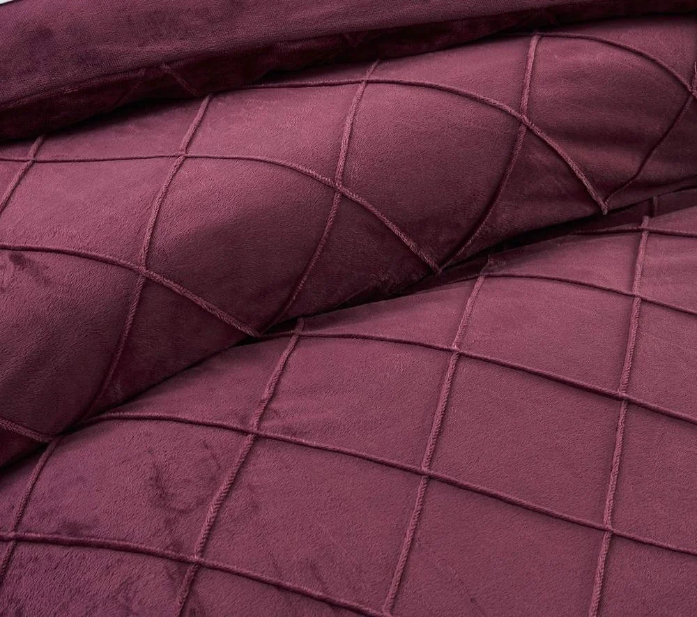 VB5009, Luxury  Crystal Velvet Duvet Cover Set - Pinch Pleated Pintuck Bedding with Home Decor 3 Pieces Per Set With Pillowcases