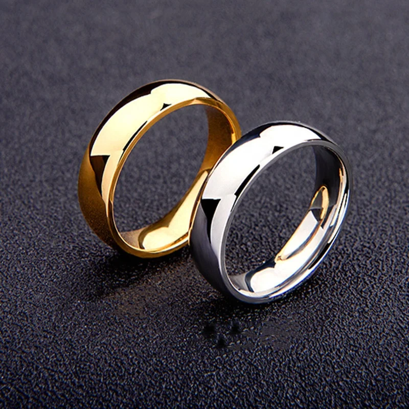 18K Gold Wedding Band Comfort Plain High Polish Tungsten Couple Finger Rings Jewelry