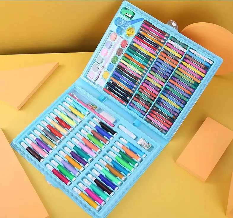 Best Wholesale 150 Brush Set Children Gift Box Watercolor Pen Crayon Oil Pastel Painting Art Set
