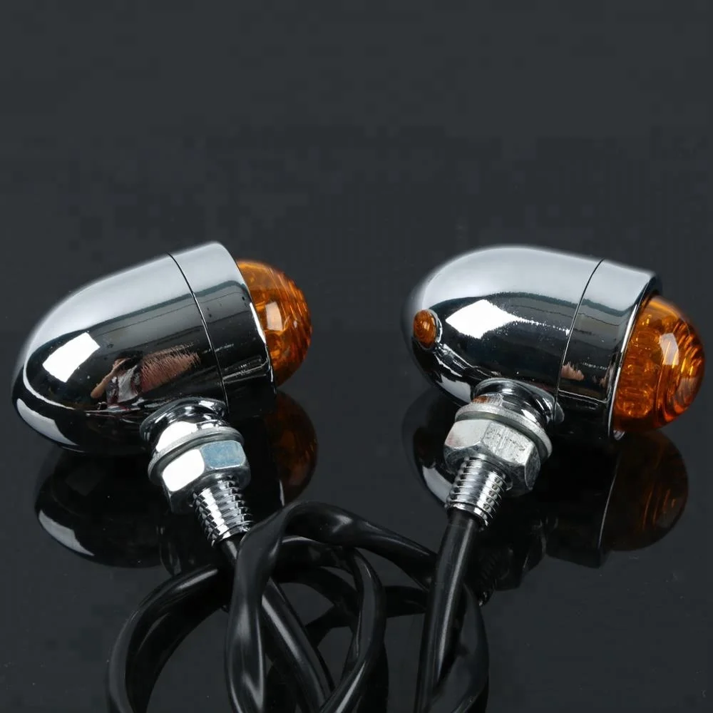 XF140606-E 10mm Bullet Turn Signals Lights For Harley Softail Sportster Chopper Bobber