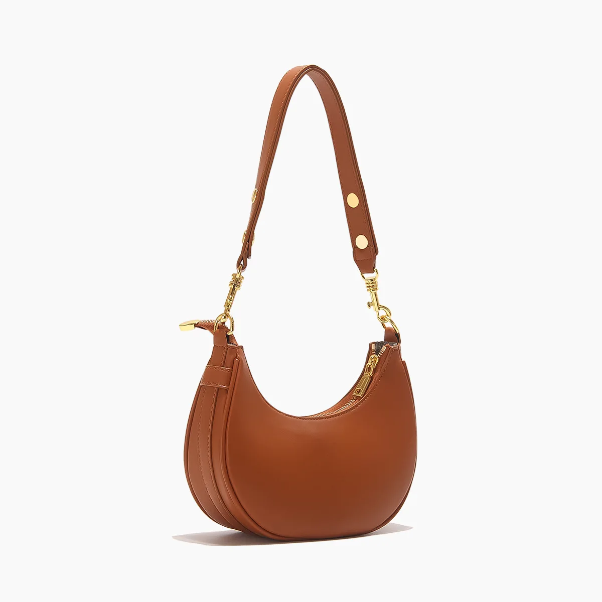 Custom PU Leather Half Moon Shape Fashion Retro White Underarm Bag Women saddle bag Single Shoulder Bag for Lady