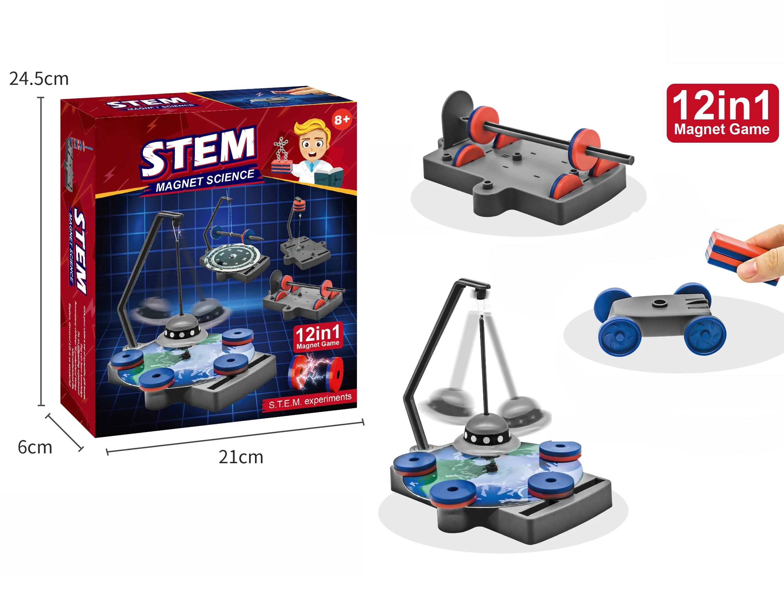 12-in-1 Magnetic Science Experiment Kit Homemade Levitation Compass Set Magnetic Levitation Toys Fun Physics Experiment